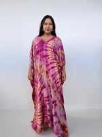 Mala Handworks Mala Kaftan in Raspberry & Rust Tie Dye