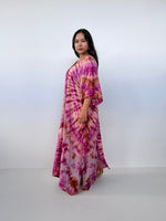 Mala Handworks Mala Kaftan in Raspberry & Rust Tie Dye