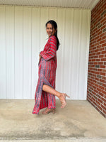 MALA handworks  Mala Kaftan in Red and Black Gray Tie Dye