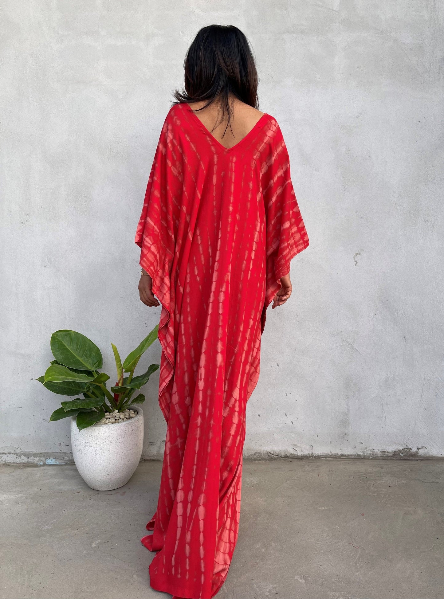 MALA handworks Mala Kaftan in Red and Pink Tie Dye