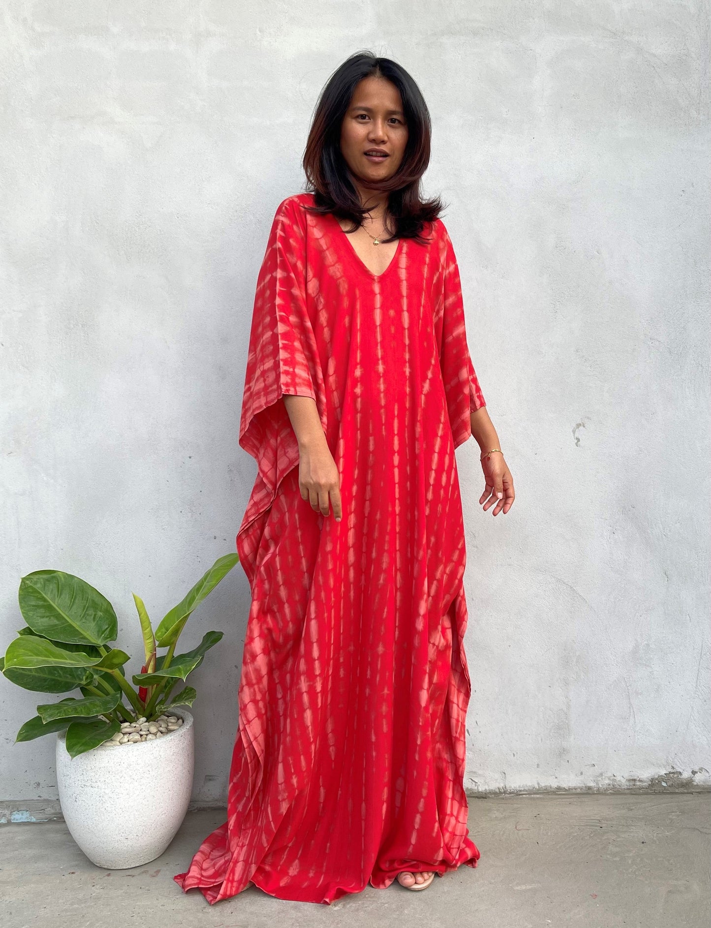 MALA handworks Mala Kaftan in Red and Pink Tie Dye