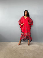 Mala Kaftan in Red & Black Tie Dye - Aurora Pattern-A-147-45-Mala Handworks