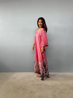 Mala Kaftan in Rose Pink with Black Tie Dye-A-145-45-Mala Handworks
