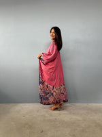 Mala Kaftan in Rose Pink with Black Tie Dye-A-145-45-Mala Handworks