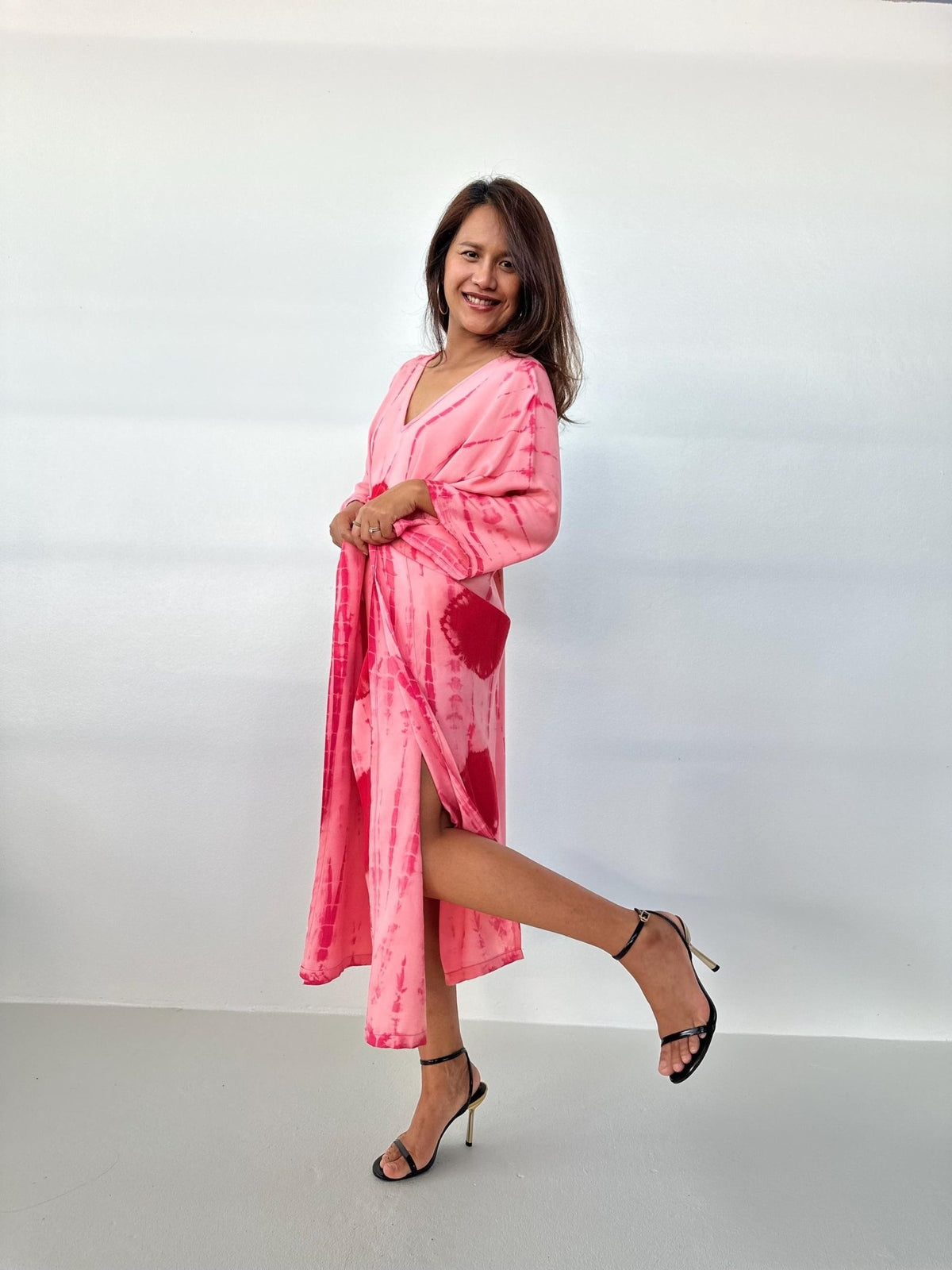 Mala Kaftan in Rose & Ruby Tie Dye-A-159-Mala Handworks