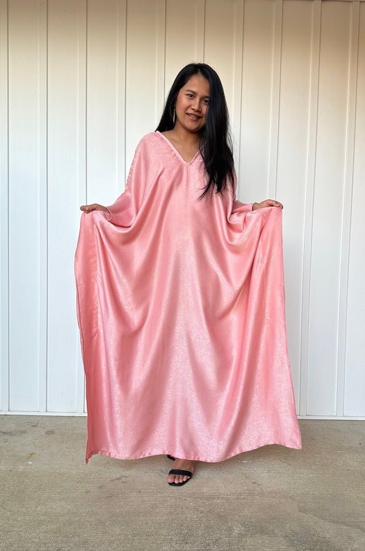 MALA handworks  Mala Kaftan in Salmon Pink Satin