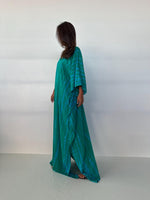 Mala Handworks Mala Kaftan in Teal & Aqua Tie Dye