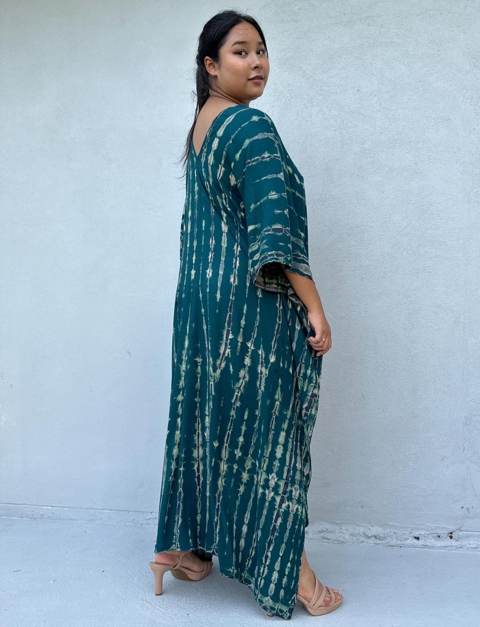 Mala Kaftan in Teal Tie Dye - Mala Handworks