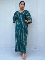 Mala Kaftan in Teal Tie Dye - Mala Handworks