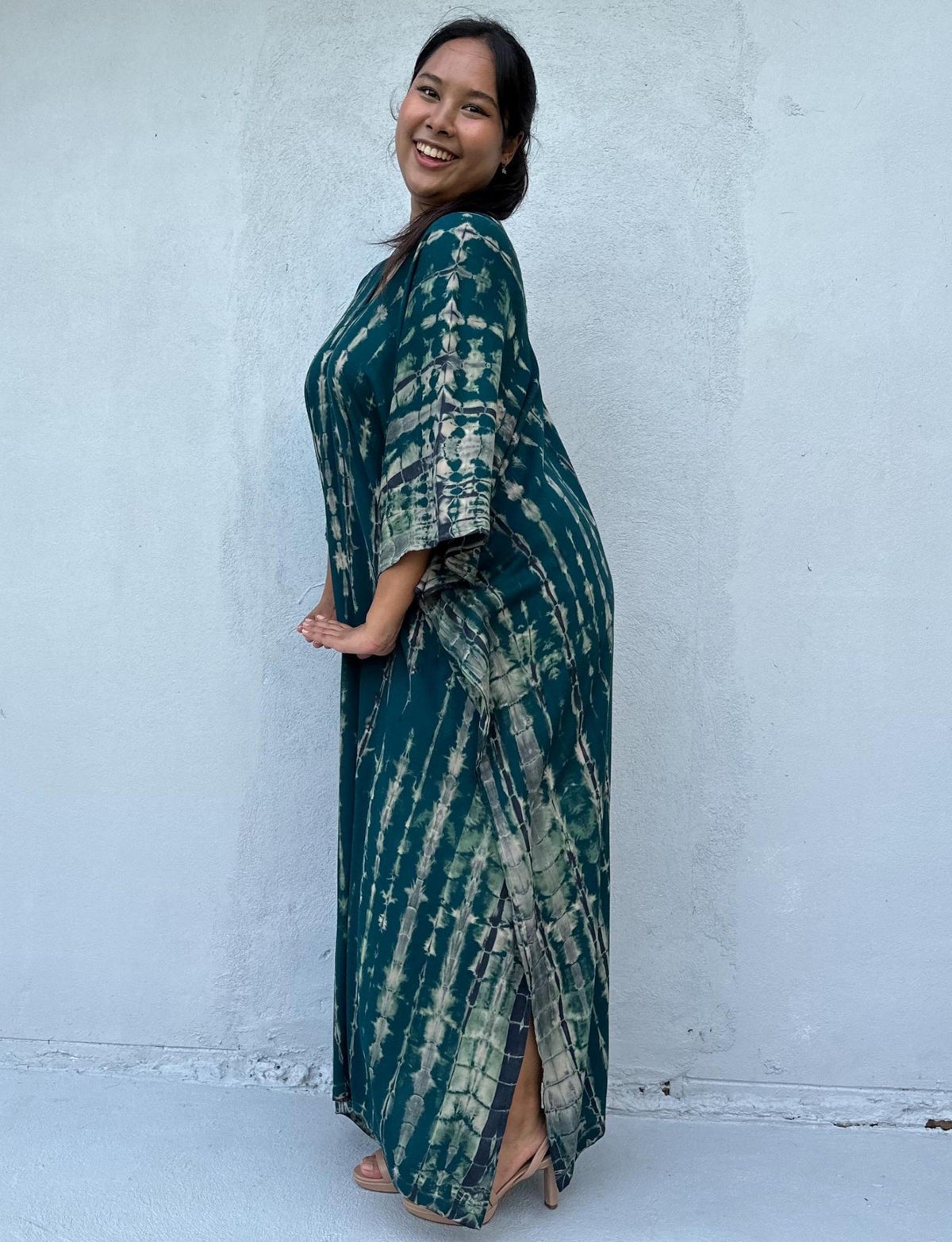 Mala Kaftan in Teal Tie Dye - Mala Handworks
