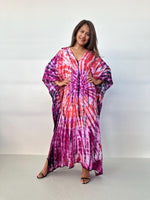 Mala Handworks Mala Kaftan in Violet & Fuchsia Tie Dye