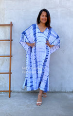 MALA handworks  Mala Kaftan in White and Blue Tie Dye