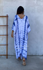 MALA handworks  Mala Kaftan in White and Blue Tie Dye