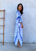 MALA handworks  Mala Kaftan in White and Blue Tie Dye