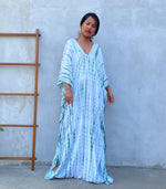 MALA handworks Mala Kaftan in White and Green Tie Dye