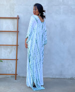 MALA handworks Mala Kaftan in White and Green Tie Dye