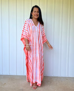 MALA handworks  Mala Kaftan in White and Orange Tie Dye