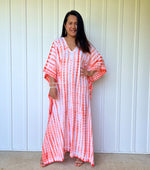 MALA handworks  Mala Kaftan in White and Orange Tie Dye