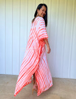 MALA handworks  Mala Kaftan in White and Orange Tie Dye