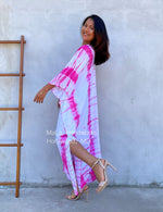 MALA handworks  Mala Kaftan in White and Pink Tie Dye