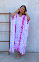 MALA handworks  Mala Kaftan in White and Pink Tie Dye