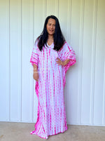 MALA handworks  Mala Kaftan in White and Pink Tie Dye