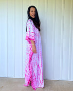 MALA handworks  Mala Kaftan in White and Pink Tie Dye