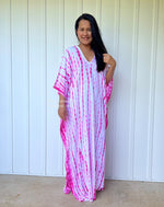 MALA handworks  Mala Kaftan in White and Pink Tie Dye