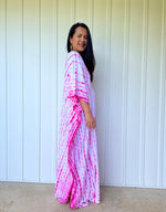 MALA handworks  Mala Kaftan in White and Pink Tie Dye