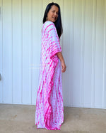 MALA handworks  Mala Kaftan in White and Pink Tie Dye