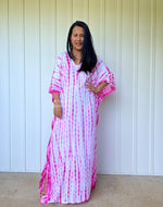 MALA handworks  Mala Kaftan in White and Pink Tie Dye