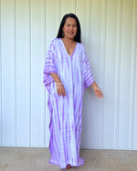MALA handworks  Mala Kaftan in White and Purple Tie Dye
