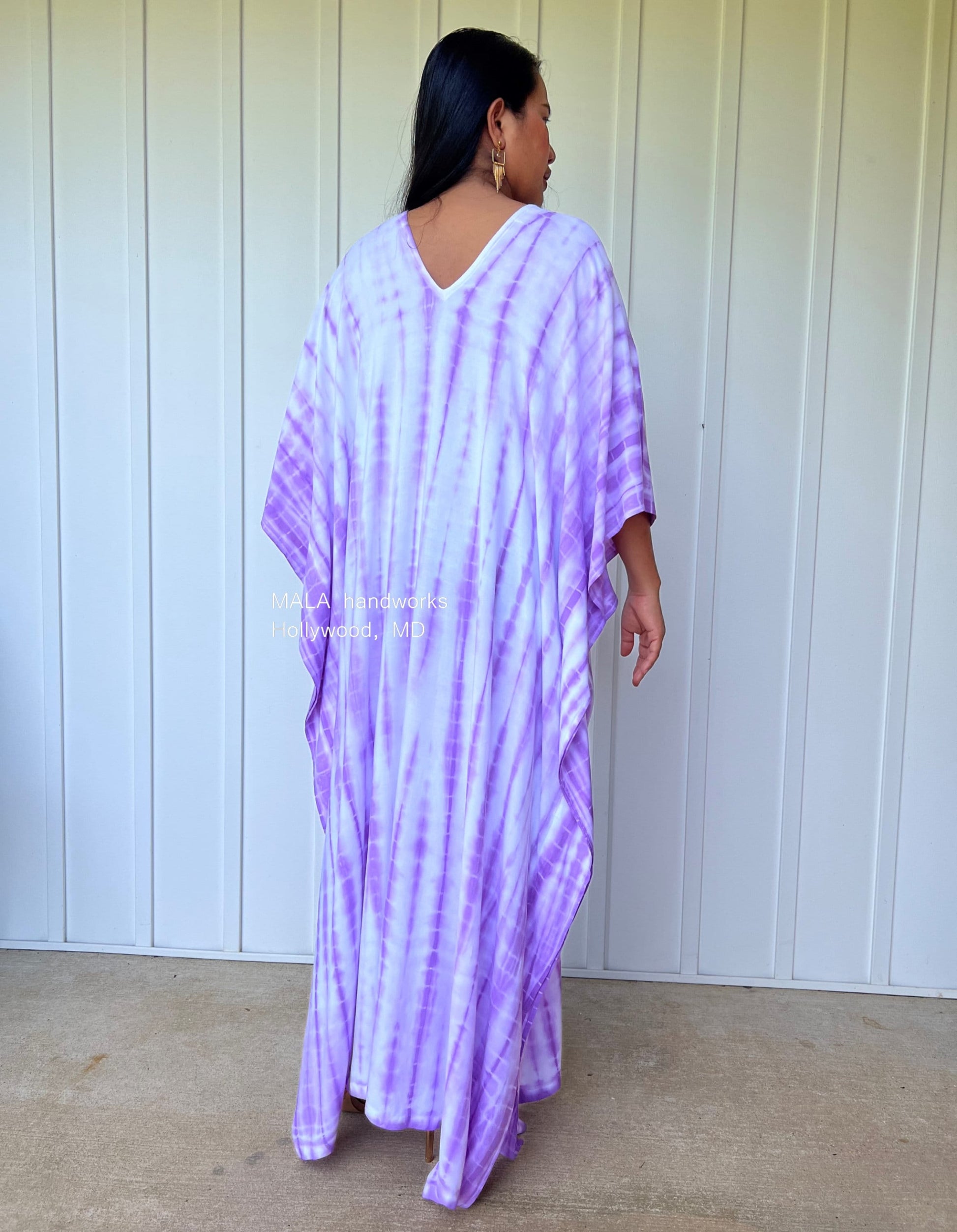 MALA handworks  Mala Kaftan in White and Purple Tie Dye