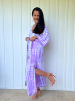 MALA handworks  Mala Kaftan in White and Purple Tie Dye