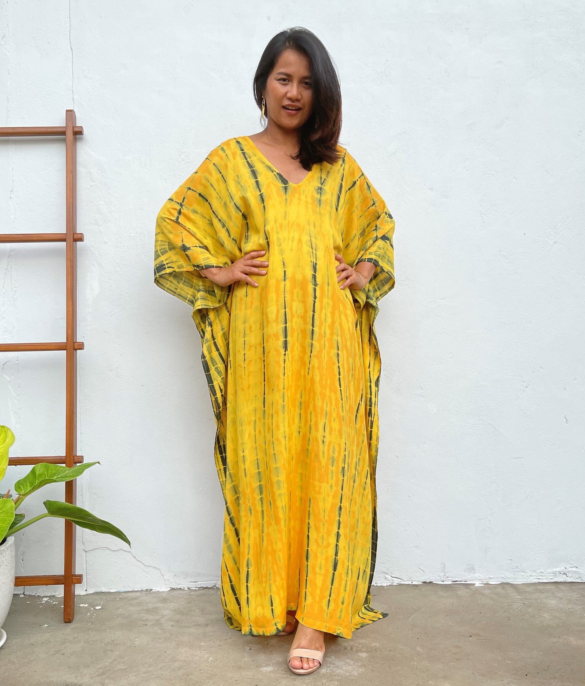 MALA handworks Mala Kaftan in Yellow and Black Tie Dye