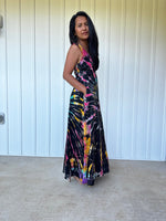 MALA handworks  Maya Dress in Black and Rainbow Tie Dye
