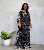 MALA handworks Mia Boat Neck Kaftan in Black Tie Dye
