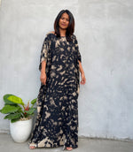 MALA handworks Mia Boat Neck Kaftan in Black Tie Dye
