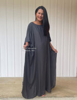 MALA handworks  Mia Boat Neck Kaftan in Dark Grey