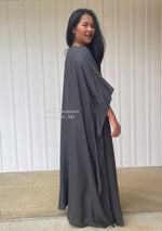 MALA handworks  Mia Boat Neck Kaftan in Dark Grey