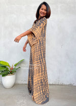 MALA handworks  50 Mia Boat Neck Kaftan in Gray and Brown Tie Dye