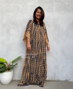 MALA handworks  50 Mia Boat Neck Kaftan in Gray and Brown Tie Dye