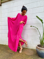 MALA handworks  Mia Boat Neck Kaftan in Pink Fuchsia