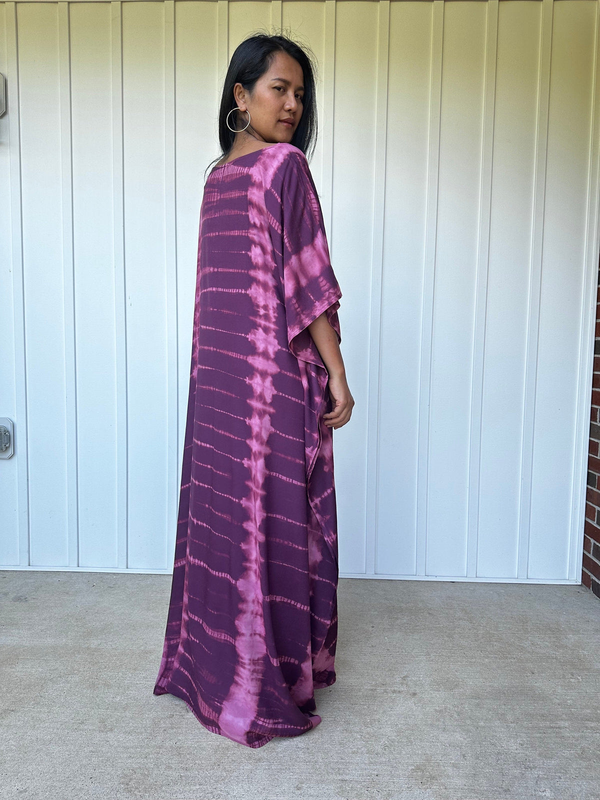 MALA handworks  Mia Boat NeckKaftan in Purple Tie Dye