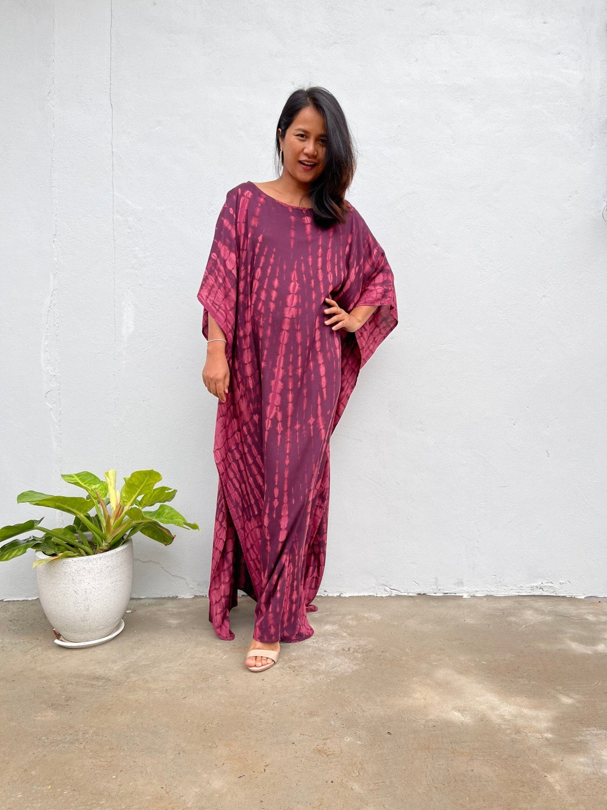Mia Kaftan in Eggplant Tie Dye-AC-7-Mala Handworks
