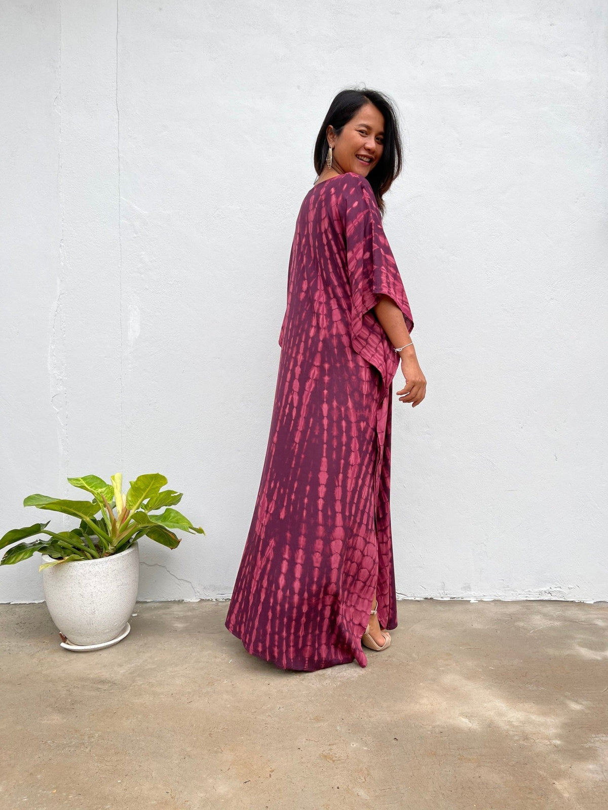 Mia Kaftan in Eggplant Tie Dye-AC-7-Mala Handworks