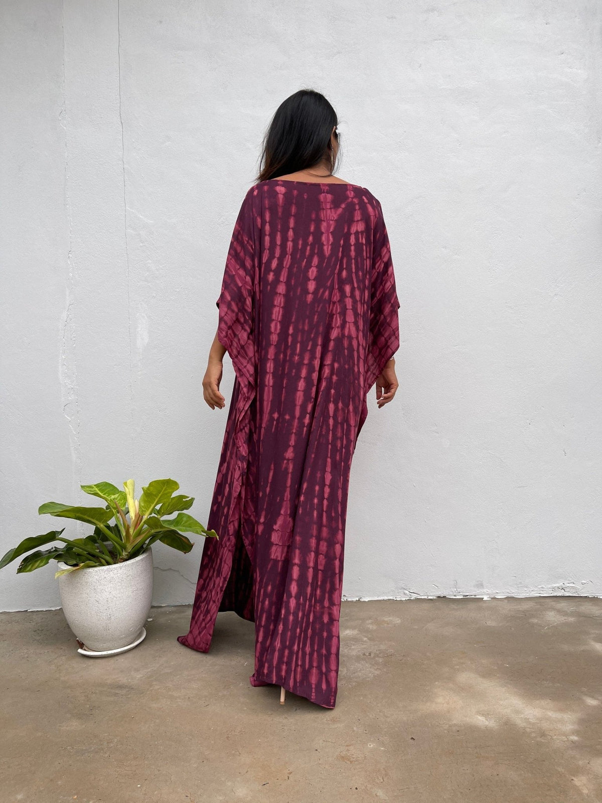 Mia Kaftan in Eggplant Tie Dye-AC-7-Mala Handworks