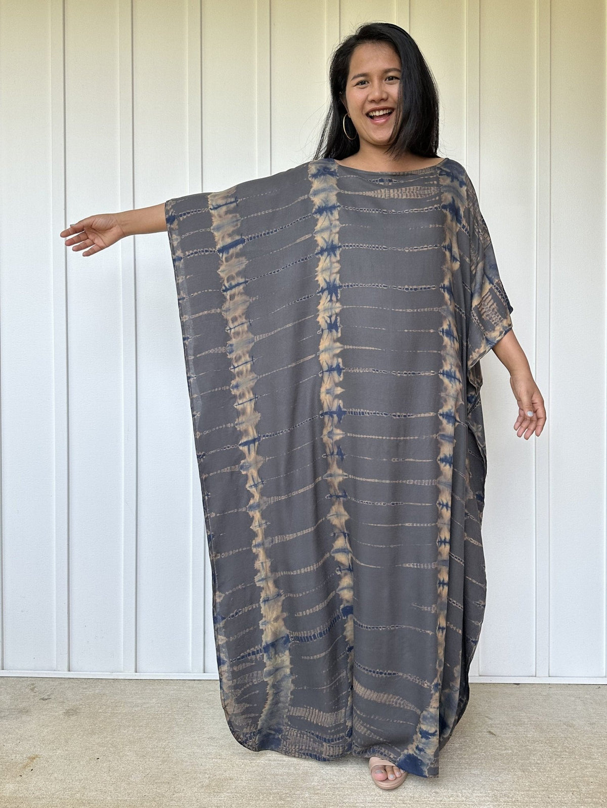 Mia Kaftan in Gray & Blue Tie Dye-AC-22-Mala Handworks