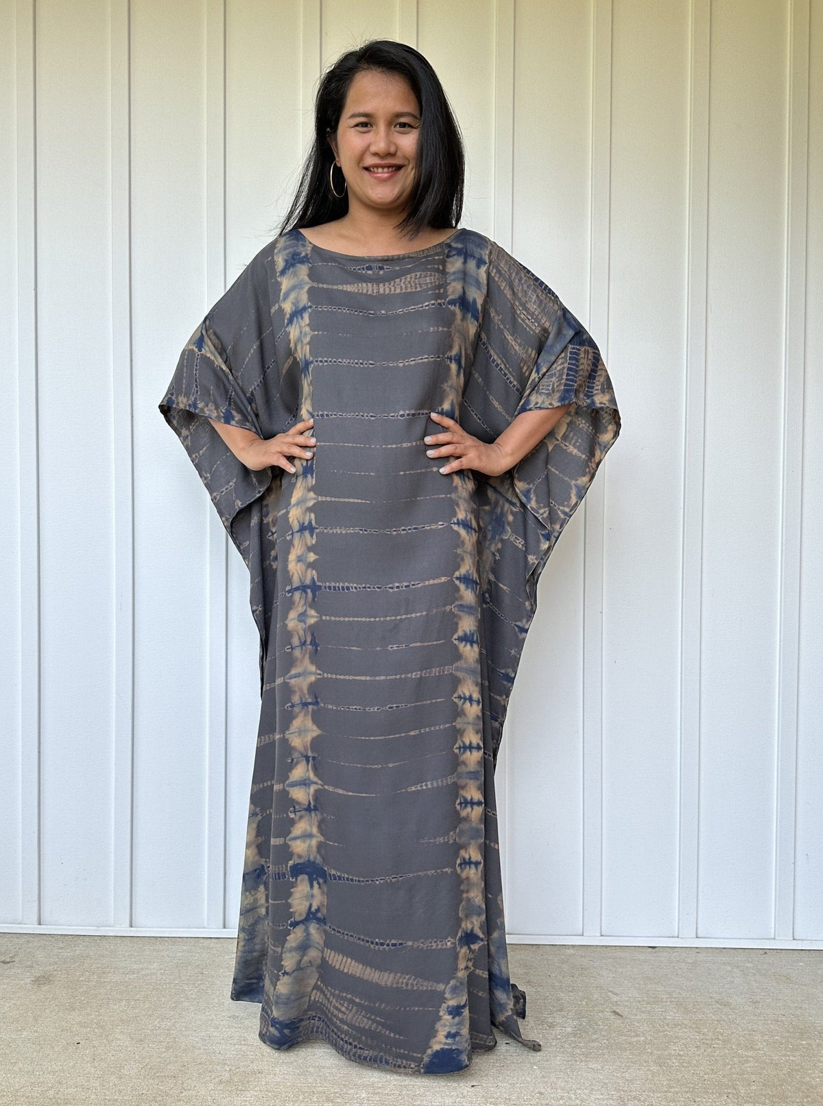 Mia Kaftan in Gray & Blue Tie Dye-AC-22-Mala Handworks