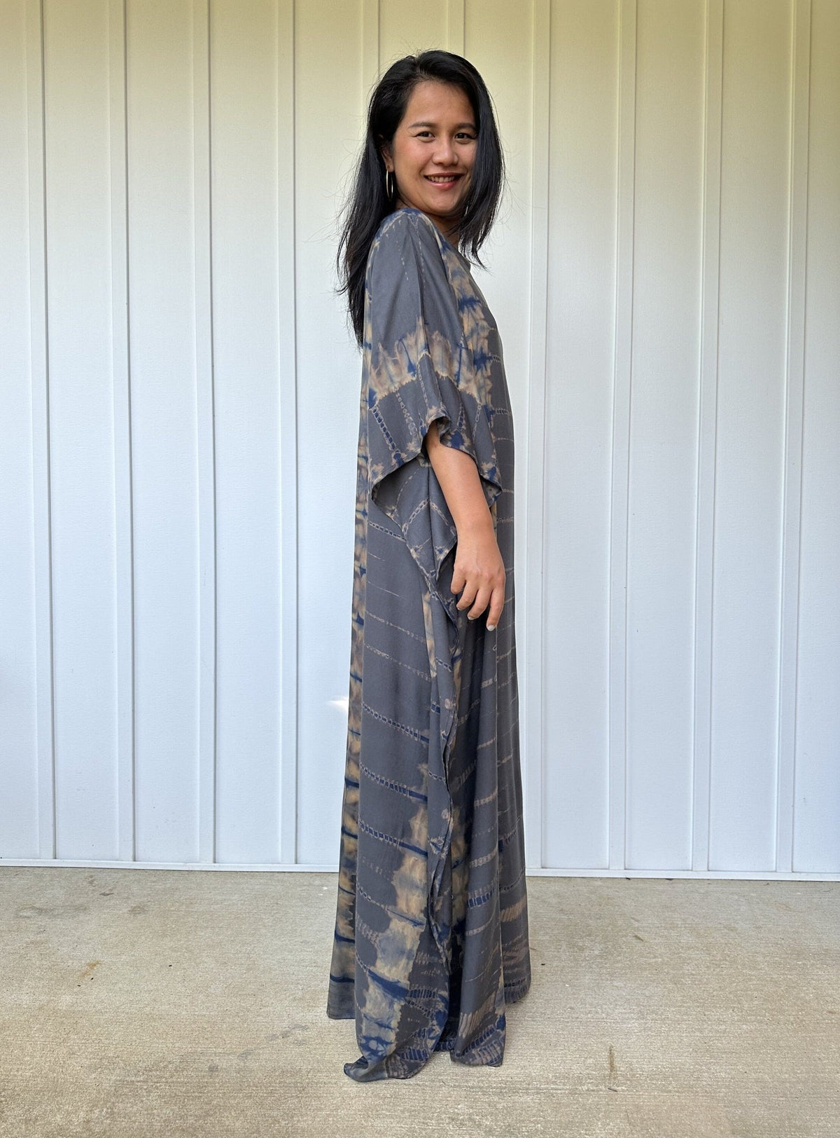 Mia Kaftan in Gray & Blue Tie Dye-AC-22-Mala Handworks
